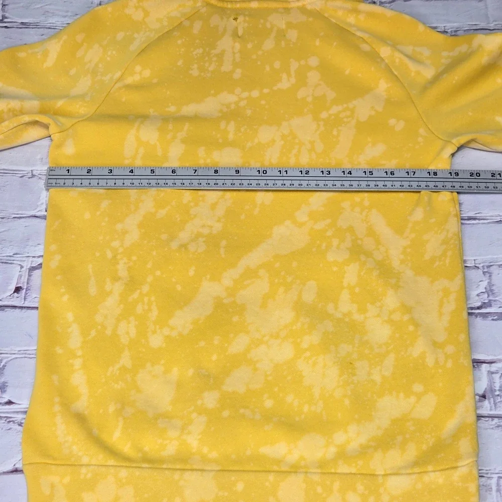 Air Jordan Men Yellow Acid Wash Bleach Splatter Pullover Hoodie Graphic Sz Small